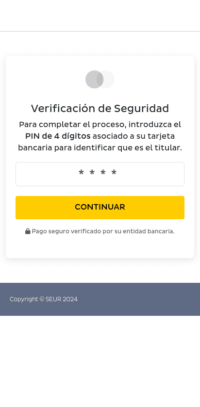 Final collection stage asking for the four-digit PIN associated with a bank card